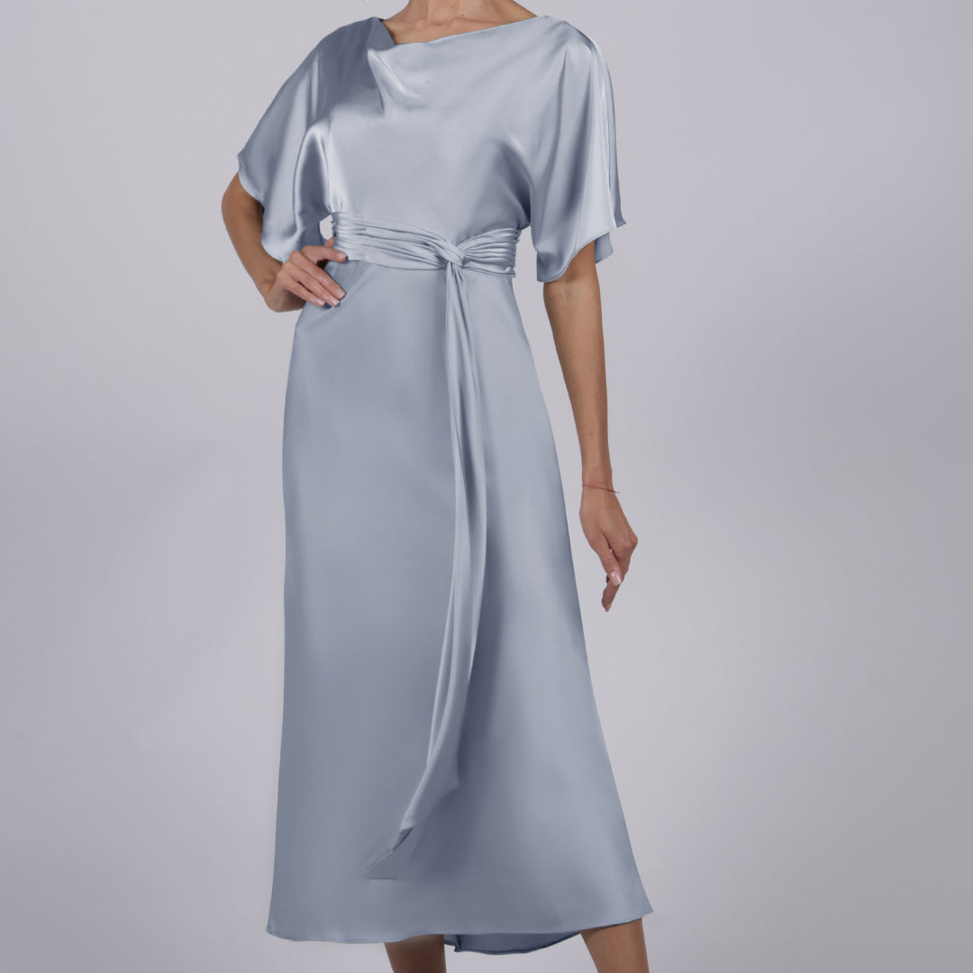 bridesmaid dresses half sleeve Elegant Half Sleeves V-neck Tulle Backless Bridesmaid Dress with Side DaintyBridal