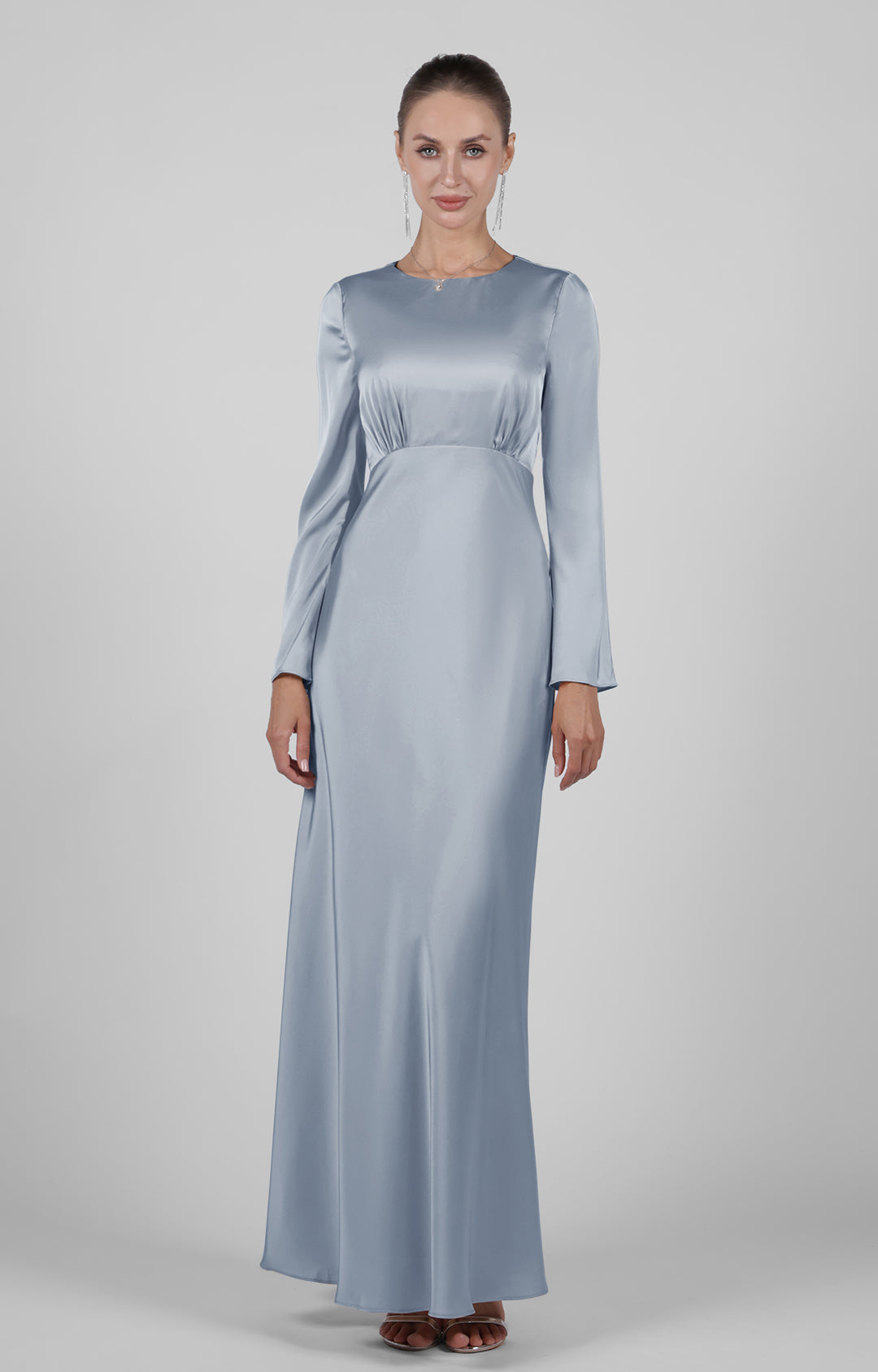 A-line Round Neck Long Sleeve Evening Maxi Dress A-line Round Neck Long Sleeve Evening Maxi Dress
