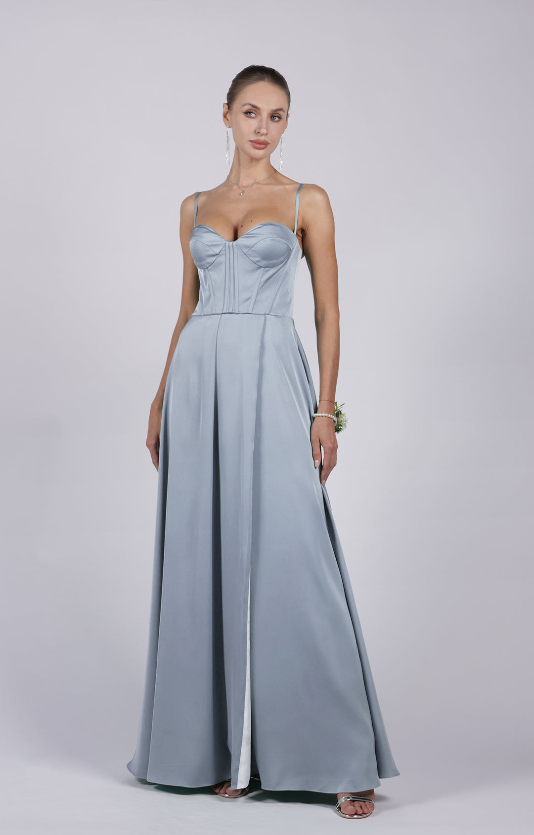 A-Line Spaghetti Straps Corset Split Lace-up Bridesmaid Dress