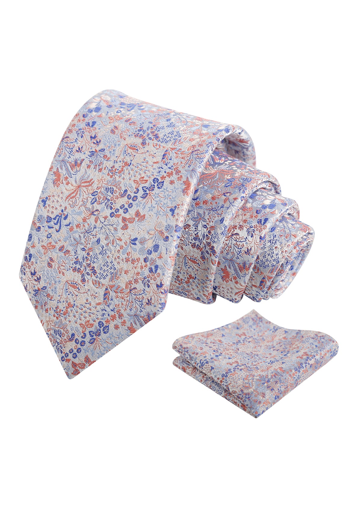 Mens Fresh Ditsy Floral Tie Set with Pocket Square for Spring Events-930