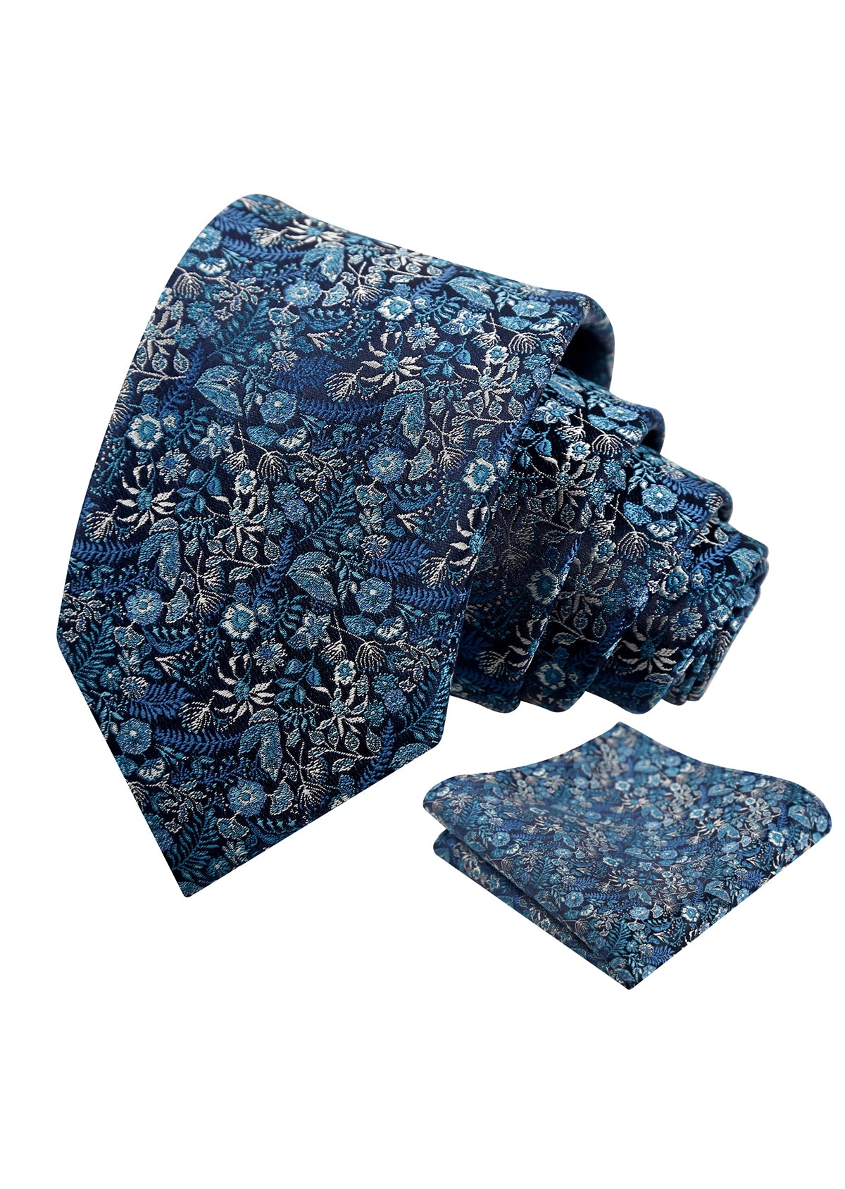 Mens Fresh Ditsy Floral Tie Set with Pocket Square for Spring Events-930