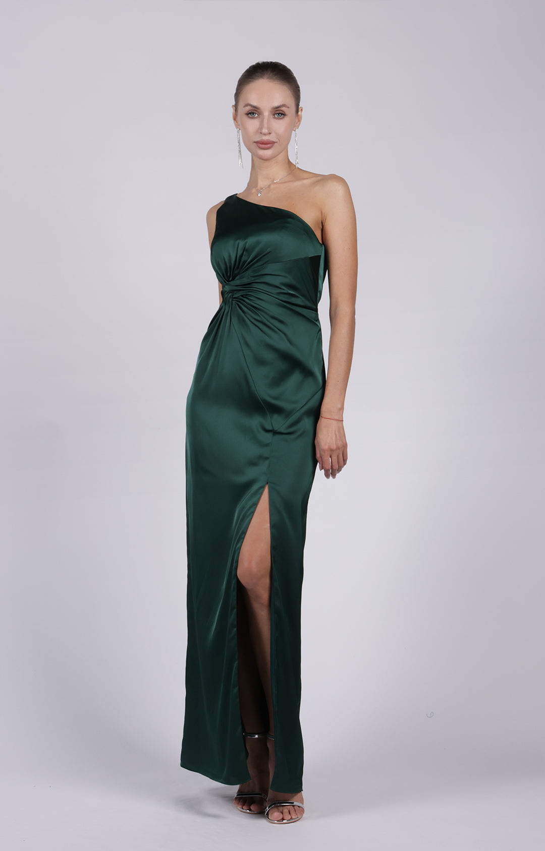 One-shoulder Twisted Split Sheath/Column Maxi Dress