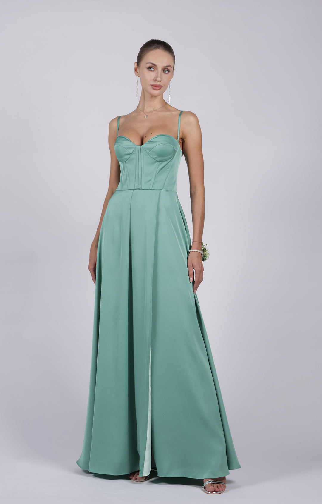 A-Line Spaghetti Straps Corset Split Lace-up Bridesmaid Dress Alizeal A-Line Spaghetti Straps Corset Split Lace-up Bridesmaid Dress Alizeal