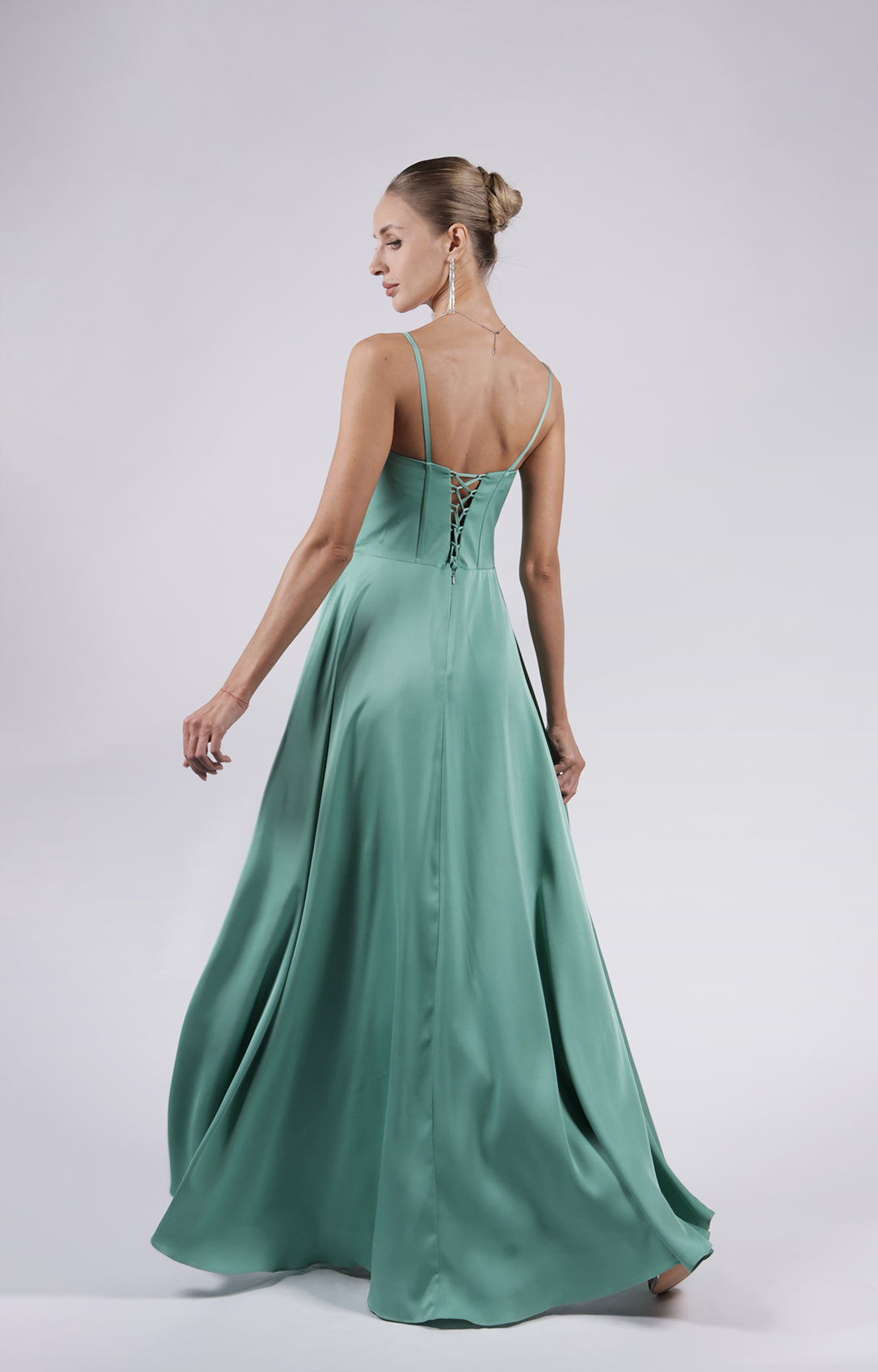 A-Line Spaghetti Straps Corset Split Lace-up Bridesmaid Dress A-Line Spaghetti Straps Corset Split Lace-up Bridesmaid Dress