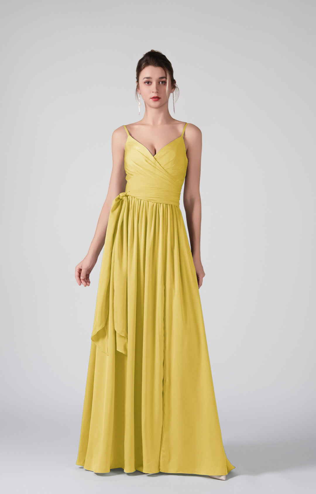 Spaghetti Straps Front Slit Backless Dresses