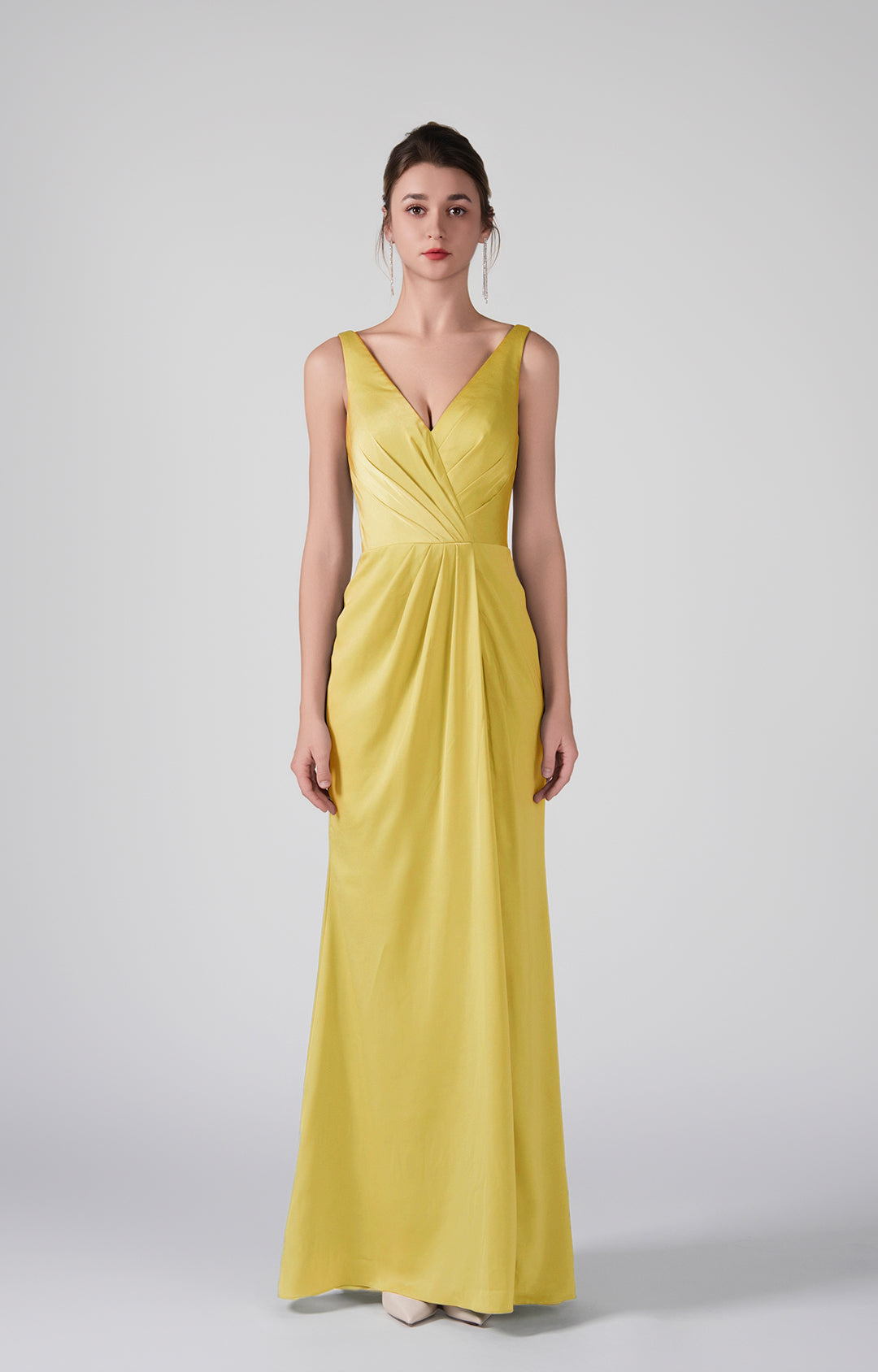 Deep V-Neck Flattering Pleated Warp Hip Elegant Dresses