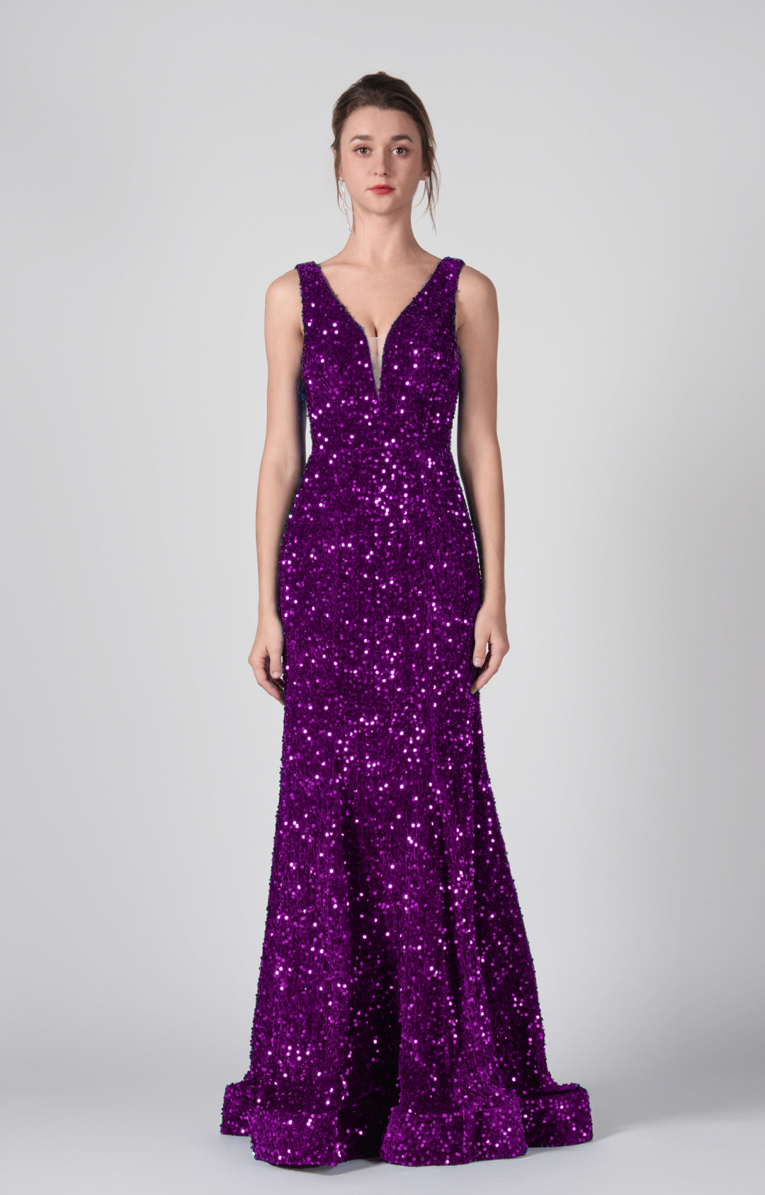 Deep V-Neck Sequin Wrap-Hip Mermaid Dresses
