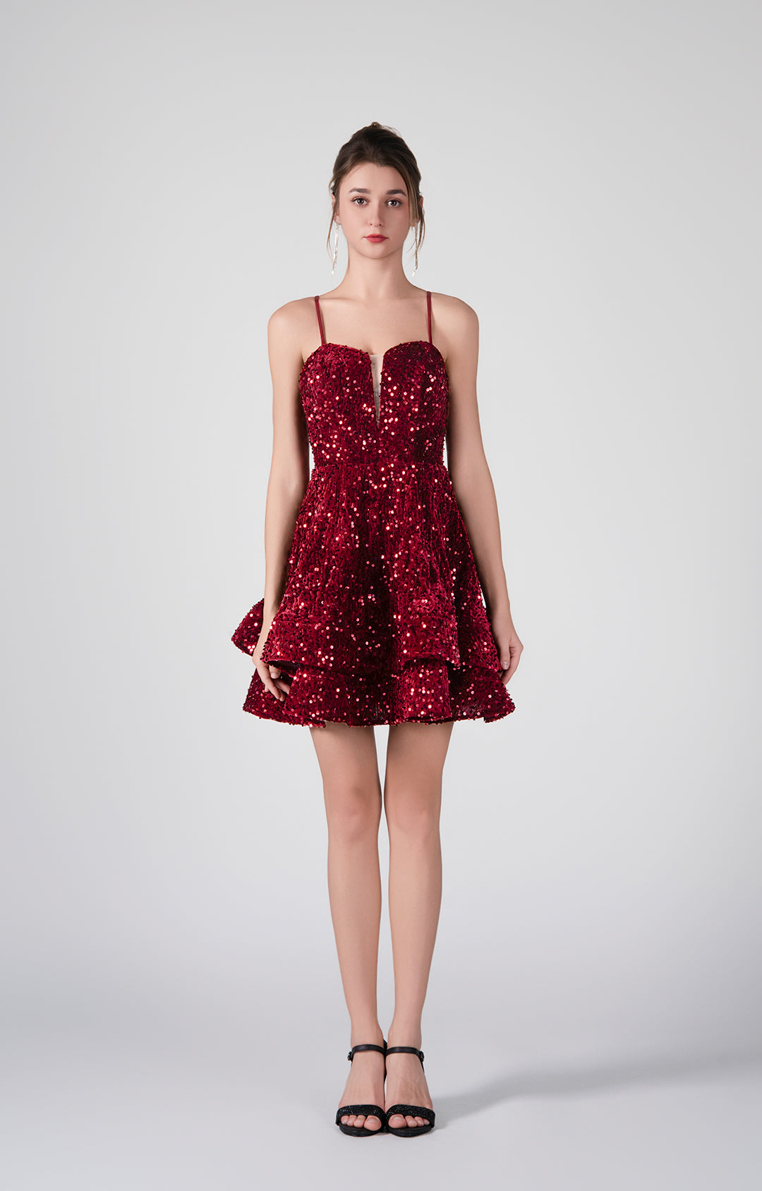 Adjustable Straps Flowy Ruffles Mini Dresses