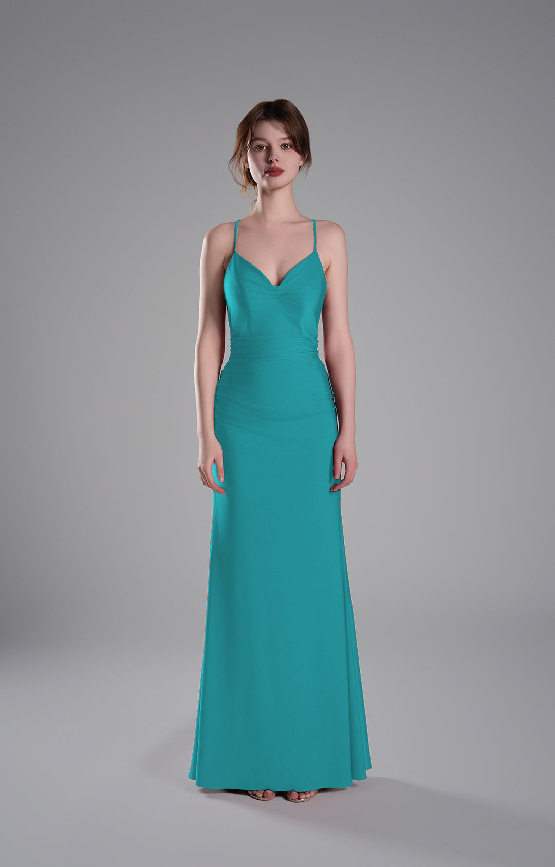 Spaghetti Straps Strappy Back Satin Lace-Up Mermaid Dresses