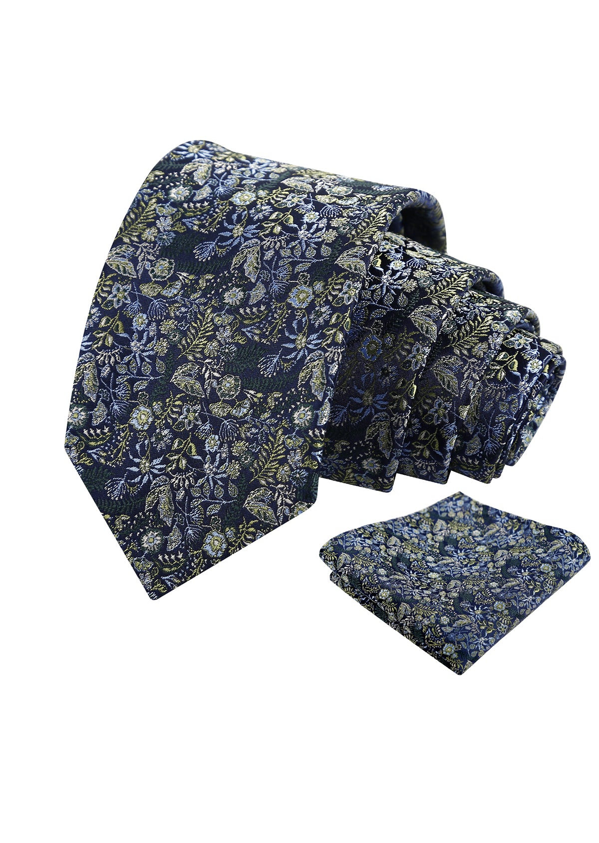Mens Fresh Ditsy Floral Tie Set with Pocket Square for Spring Events-930