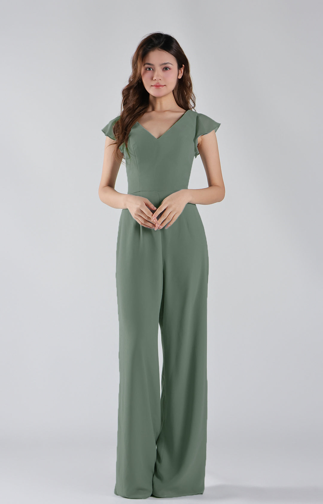 Combinaison en mousseline à manches flottantes et col en V