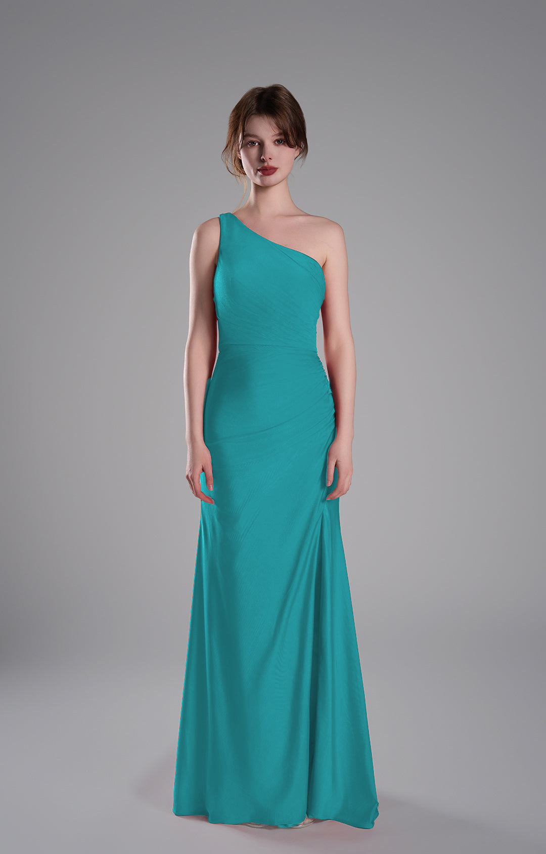 Meerjungfrauenkleider mit einer Schulter und überkreuztem Rücken und seitlichem Schlitz