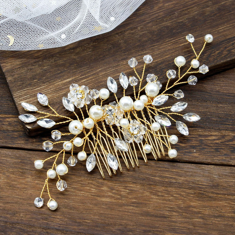 Peigne à cheveux en perles et strass pour mariée