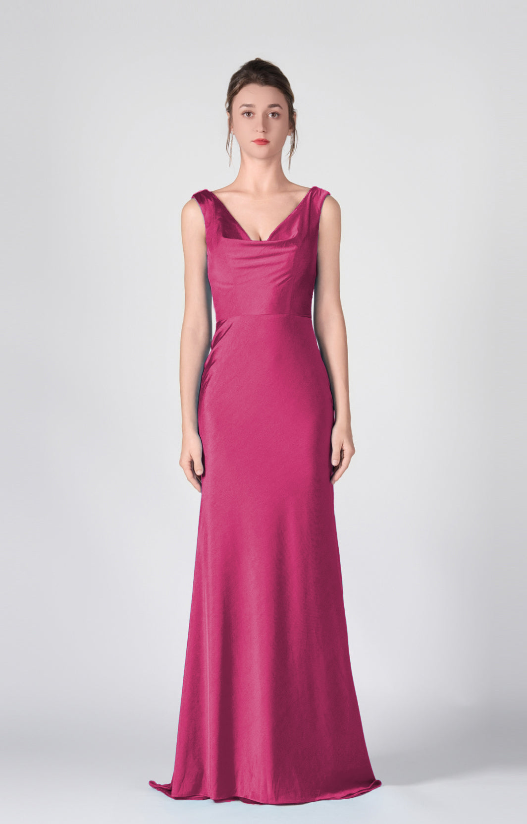 Bodenlange Kleider mit Wasserfallausschnitt und Taillenbund