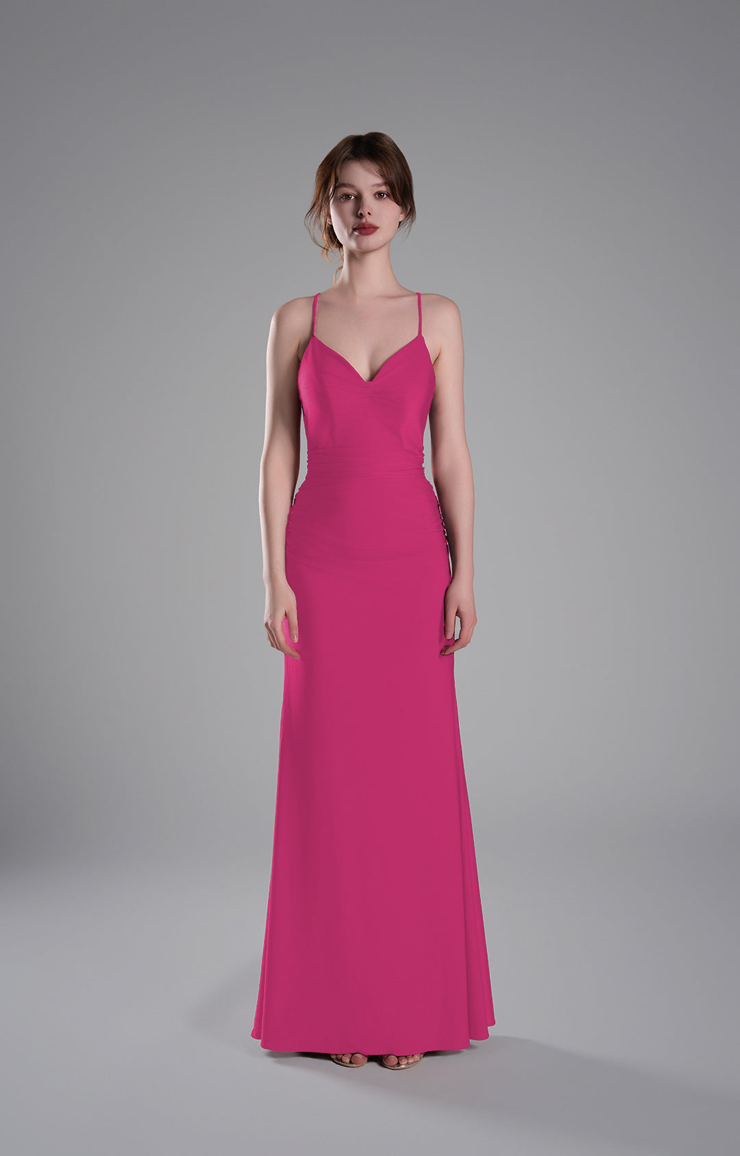 Spaghetti Straps Strappy Back Satin Lace-Up Mermaid Dresses