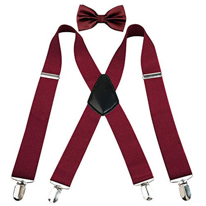 Men's Suspender & Bow Tie for Men X Shape Elastic Adjustable Braces Set, BD079