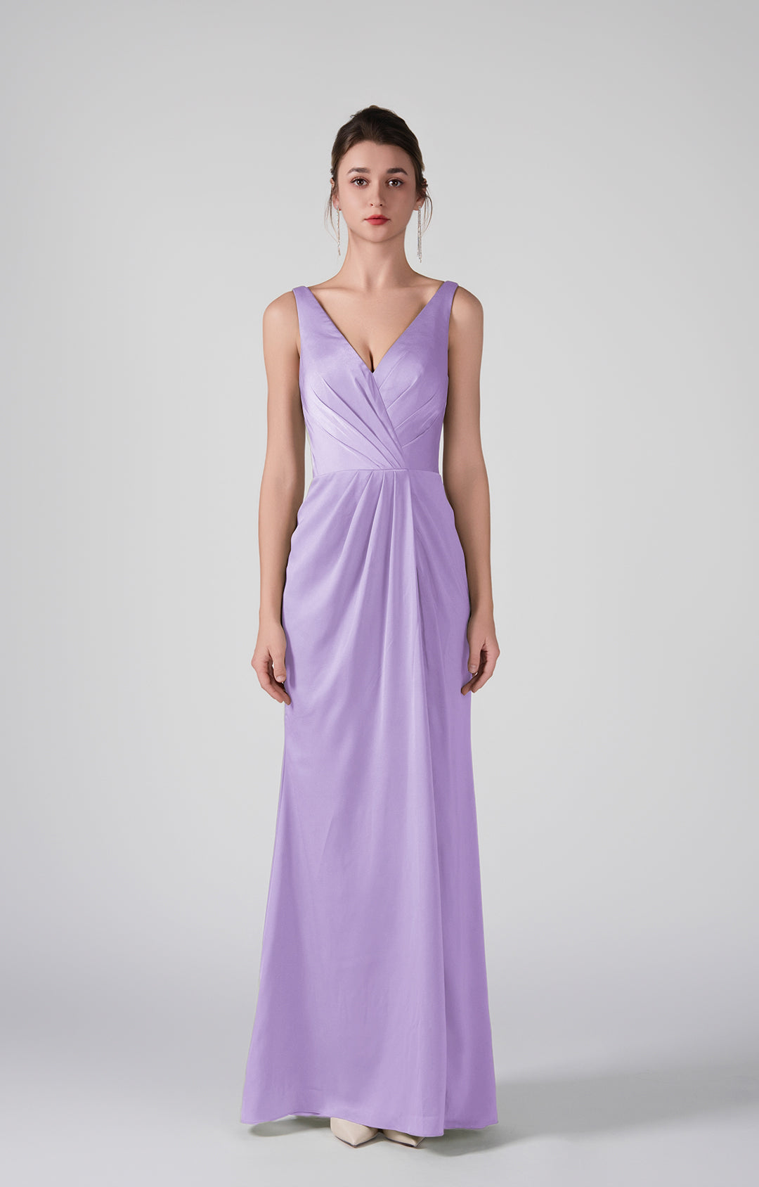 Deep V-Neck Flattering Pleated Warp Hip Elegant Dresses