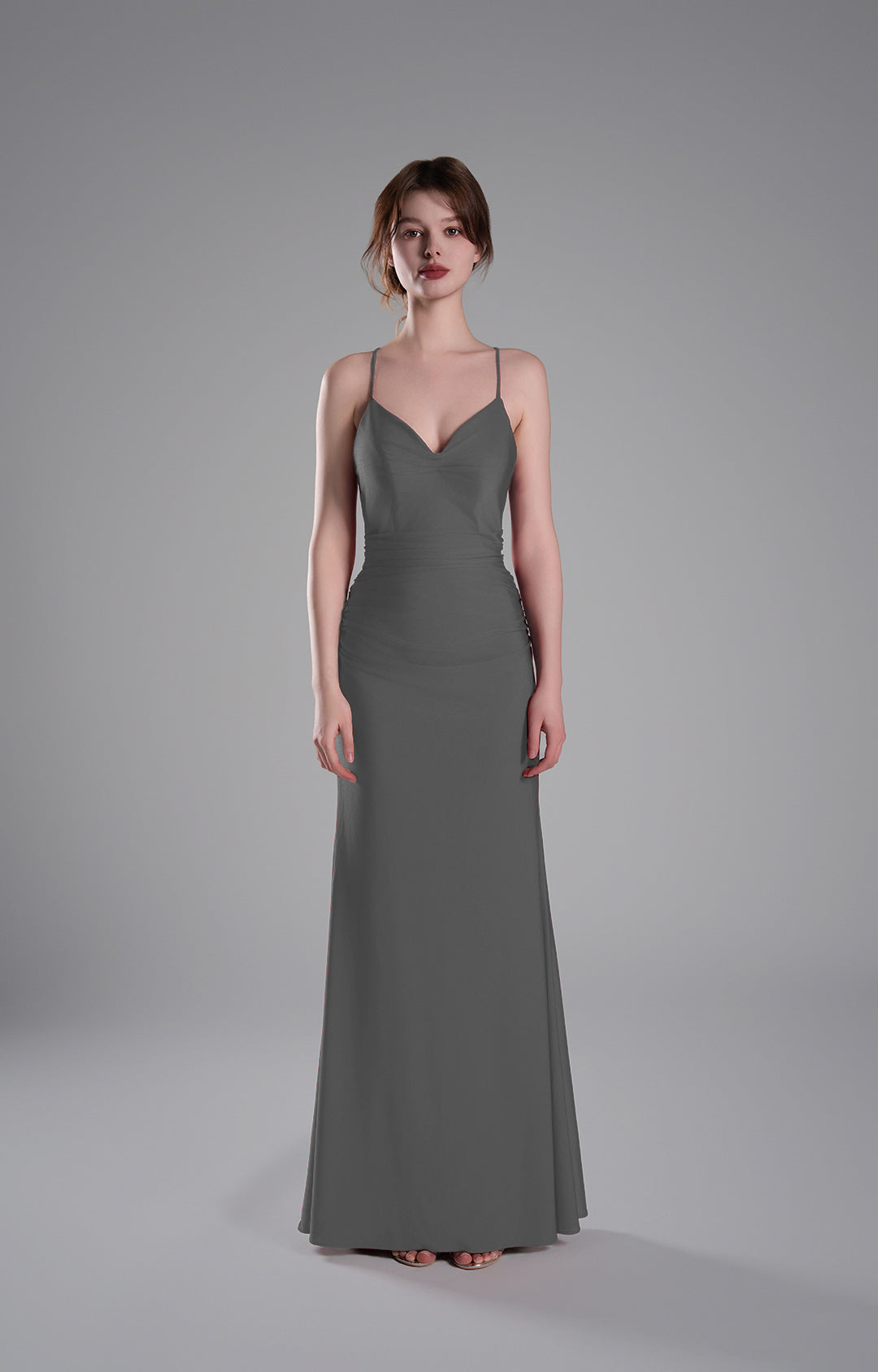 Spaghetti Straps Strappy Back Satin Lace-Up Mermaid Dresses