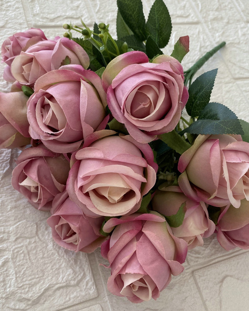 7Pcs 12 Köpfe Künstliche Rose Blumen Langen Stiel Hochzeit Bouquet Dekoration