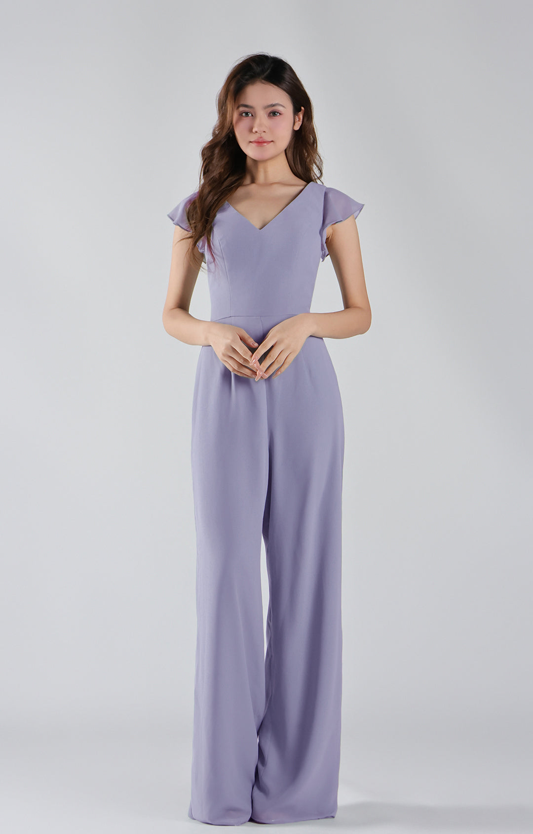 Combinaison en mousseline à manches flottantes et col en V