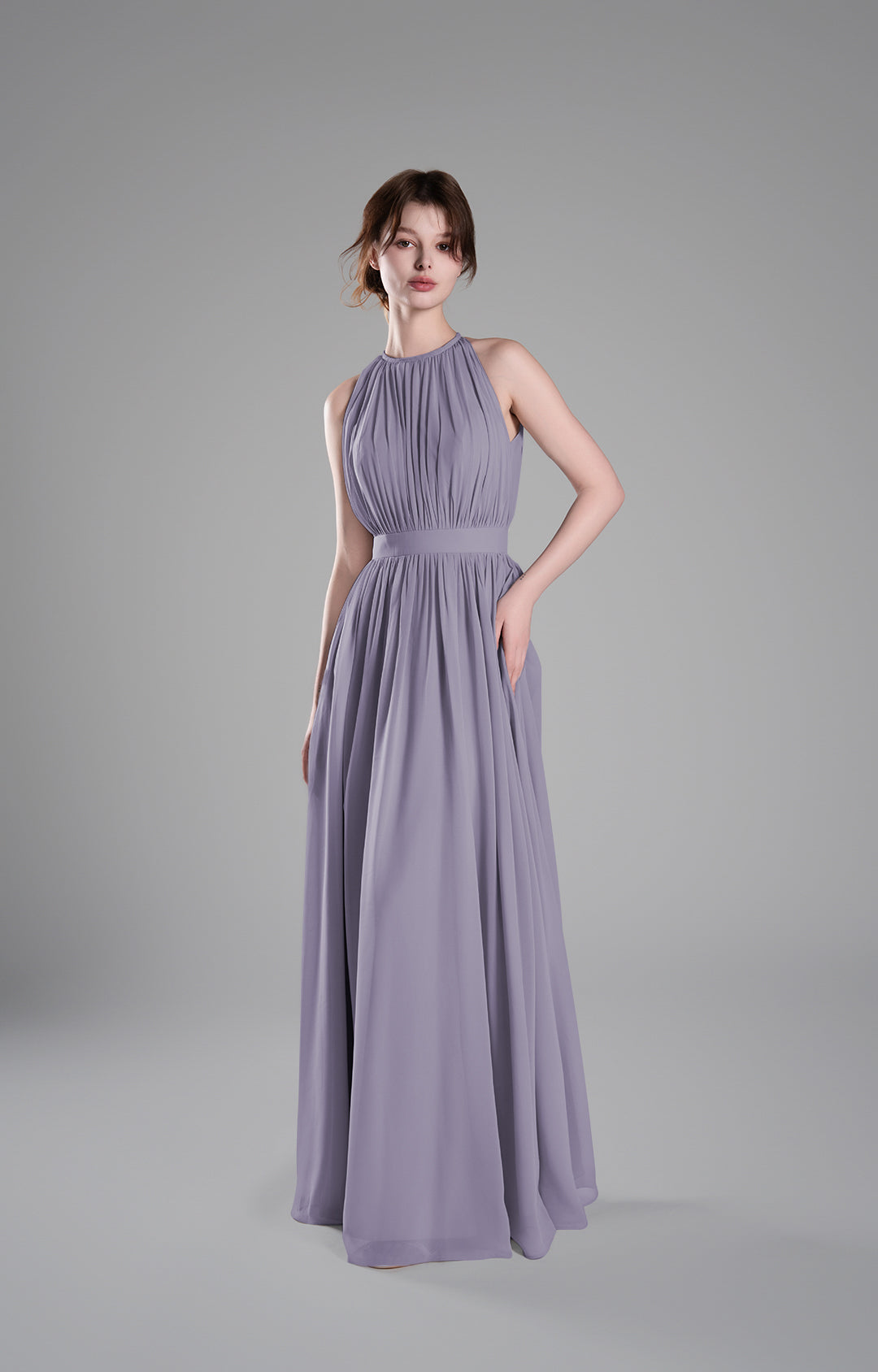 Halter Neckline Pleated Cinched Waist Dresses Alizeal Halter Neckline Pleated Cinched Waist Dresses Alizeal