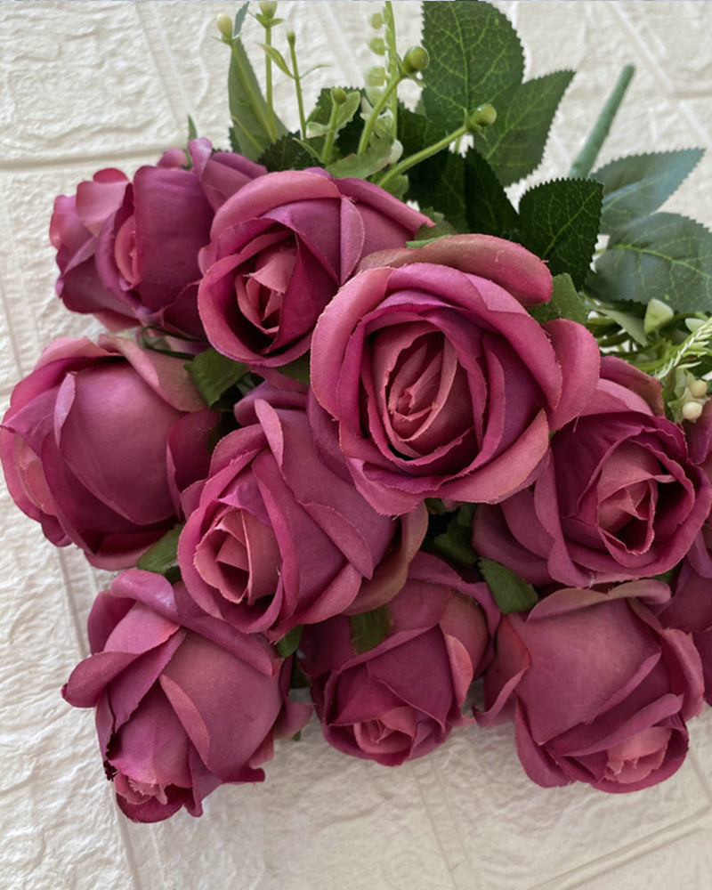 7Pcs 12 Köpfe Künstliche Rose Blumen Langen Stiel Hochzeit Bouquet Dekoration