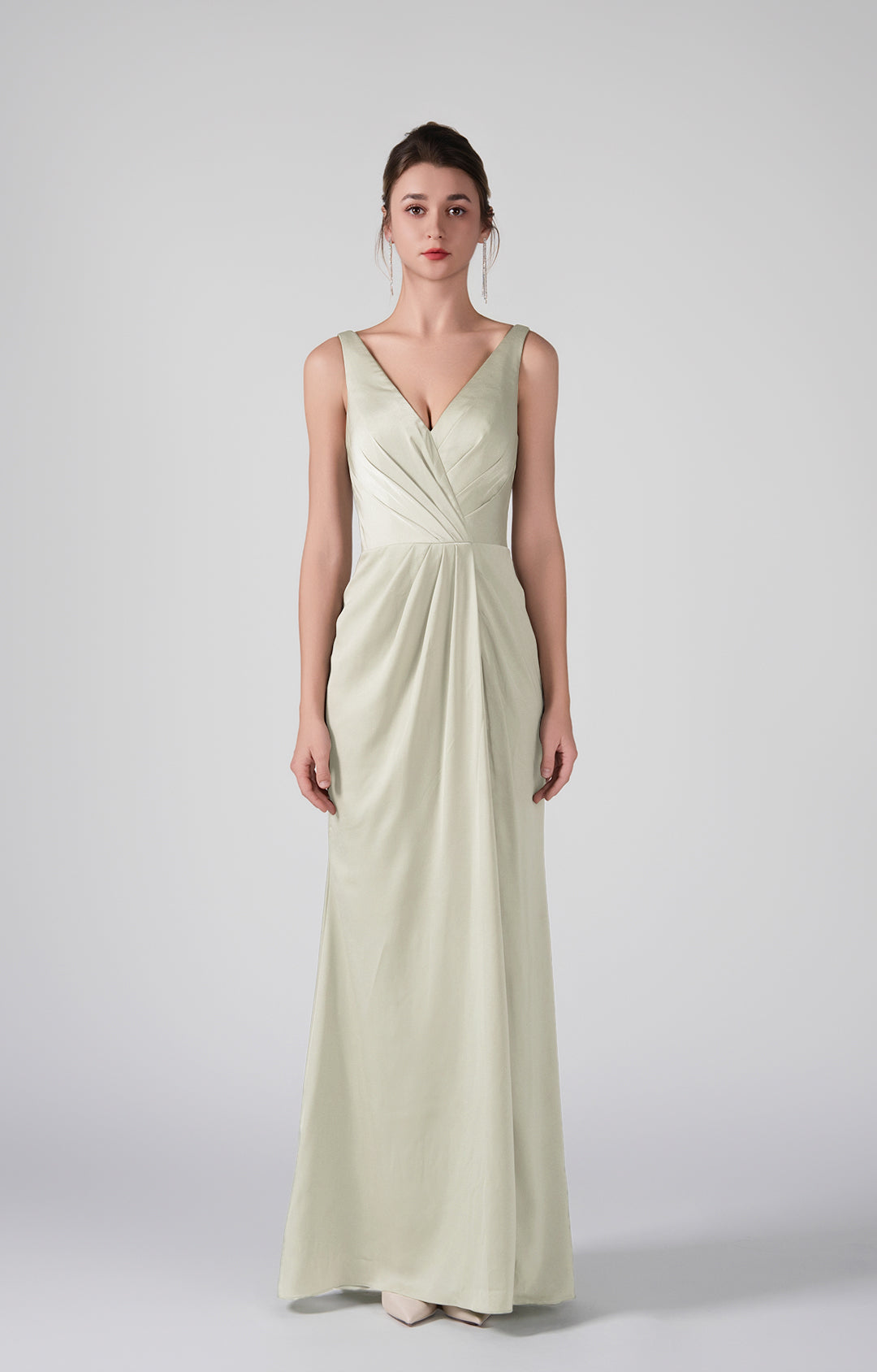 Deep V-Neck Flattering Pleated Warp Hip Elegant Dresses