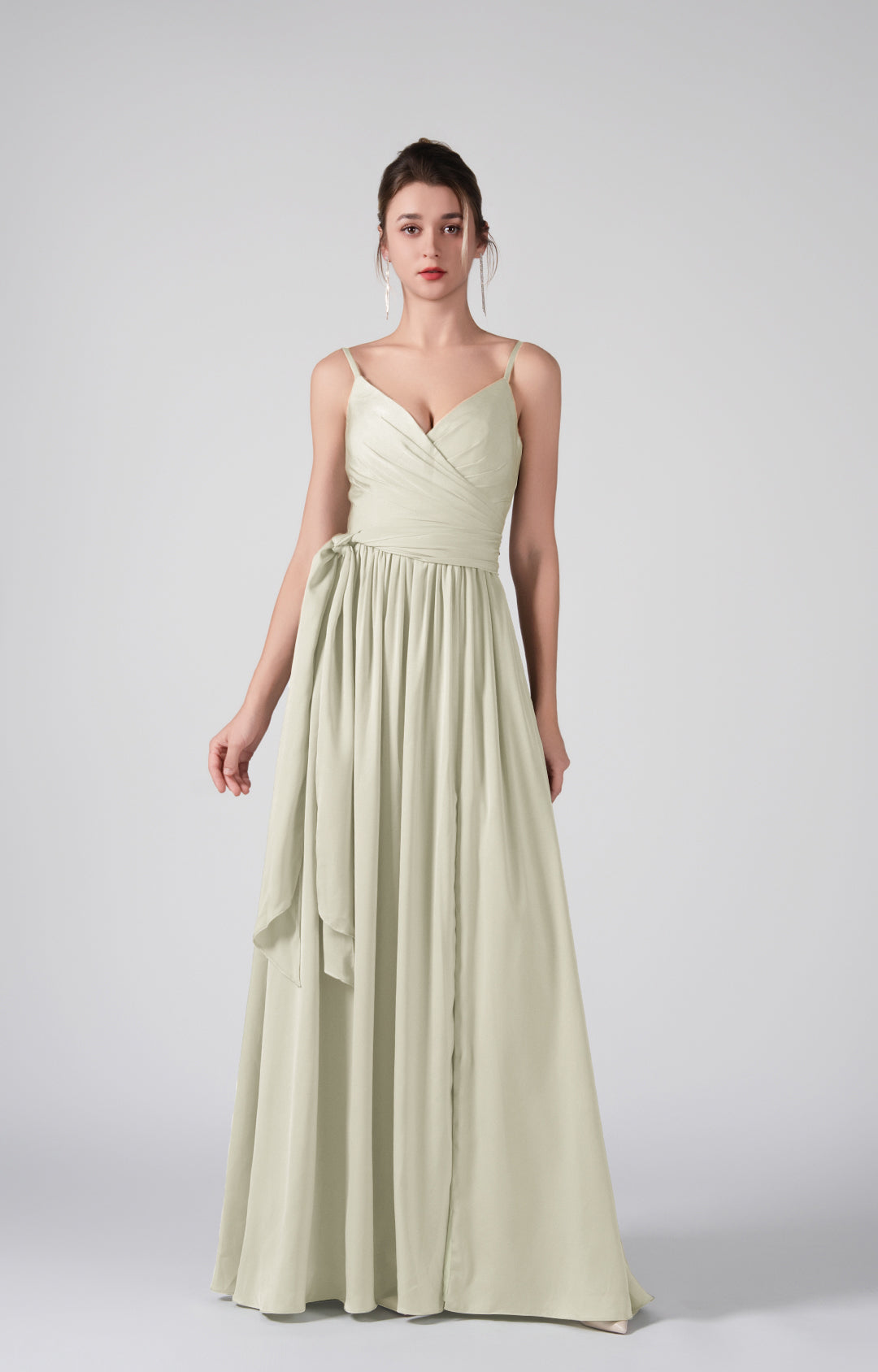 Spaghetti Straps Front Slit Backless Dresses