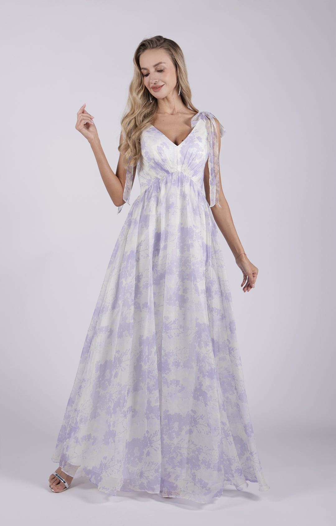 Size 4 Pleated Floral Printed  A-Line Maxi Dress