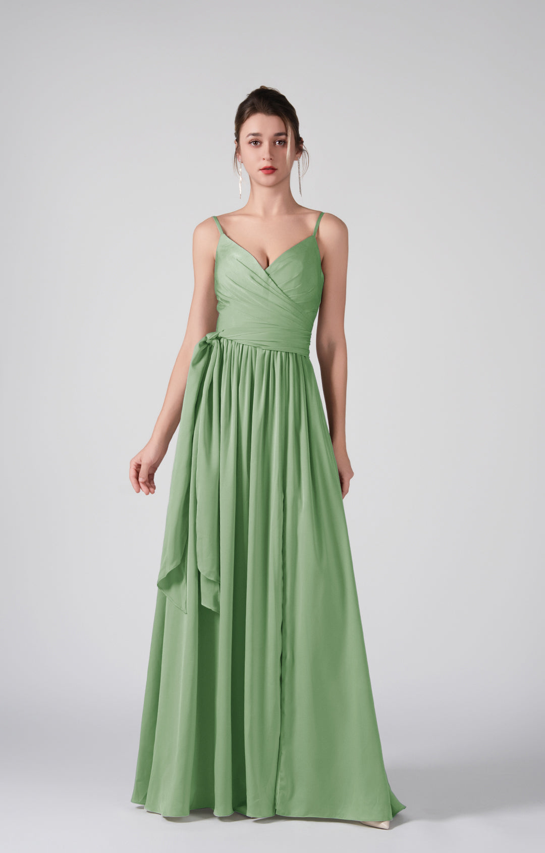 Spaghetti Straps Front Slit Backless Dresses