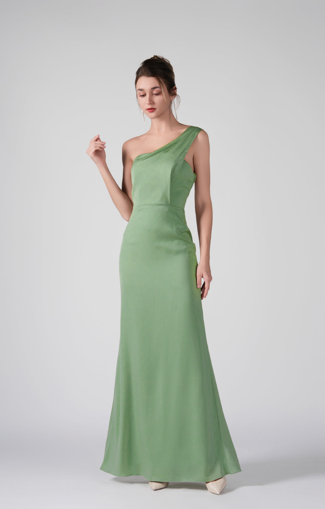 One-Shoulder Back Detail Warp Hip Dresses