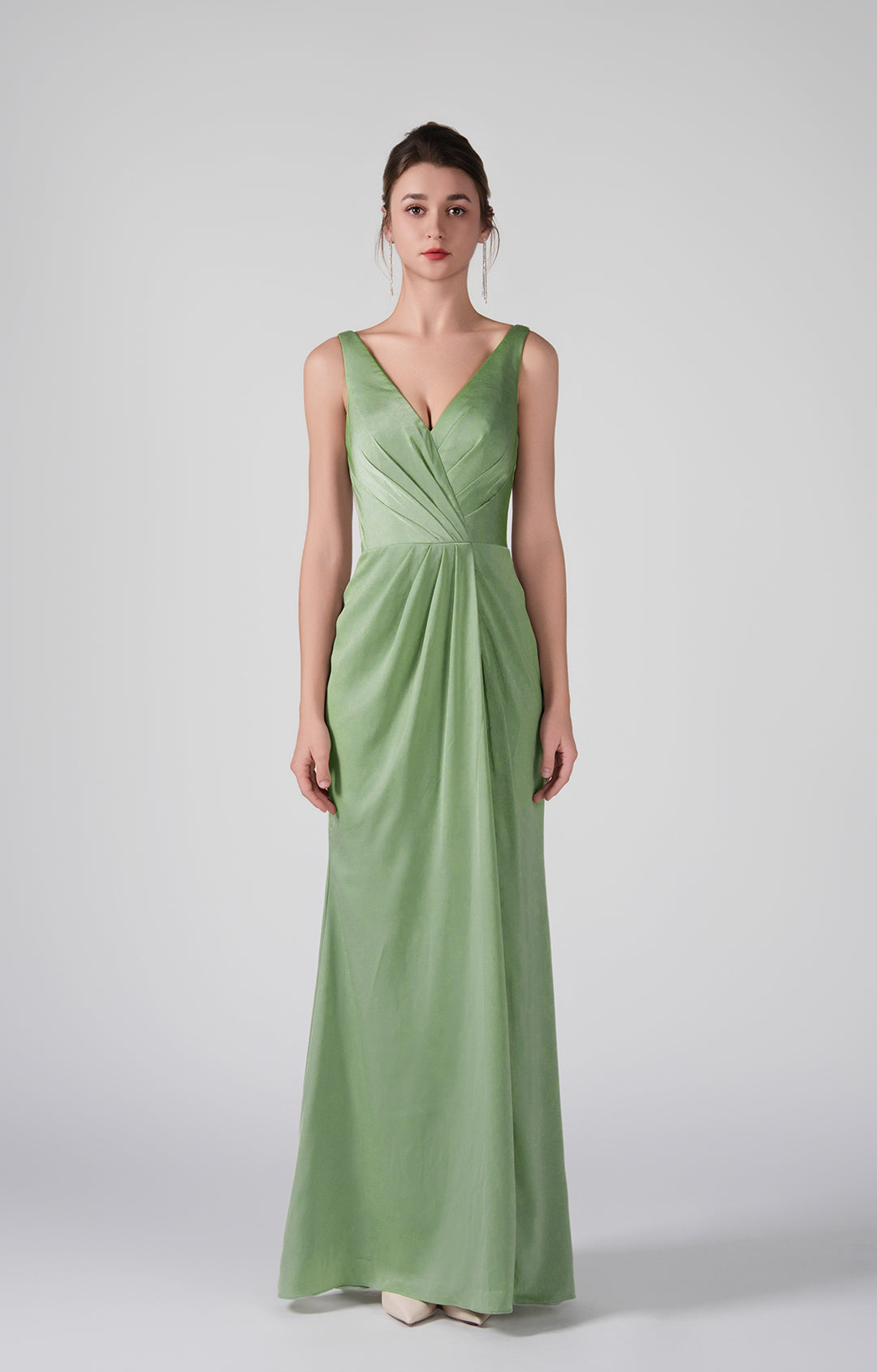 Deep V-Neck Flattering Pleated Warp Hip Elegant Dresses