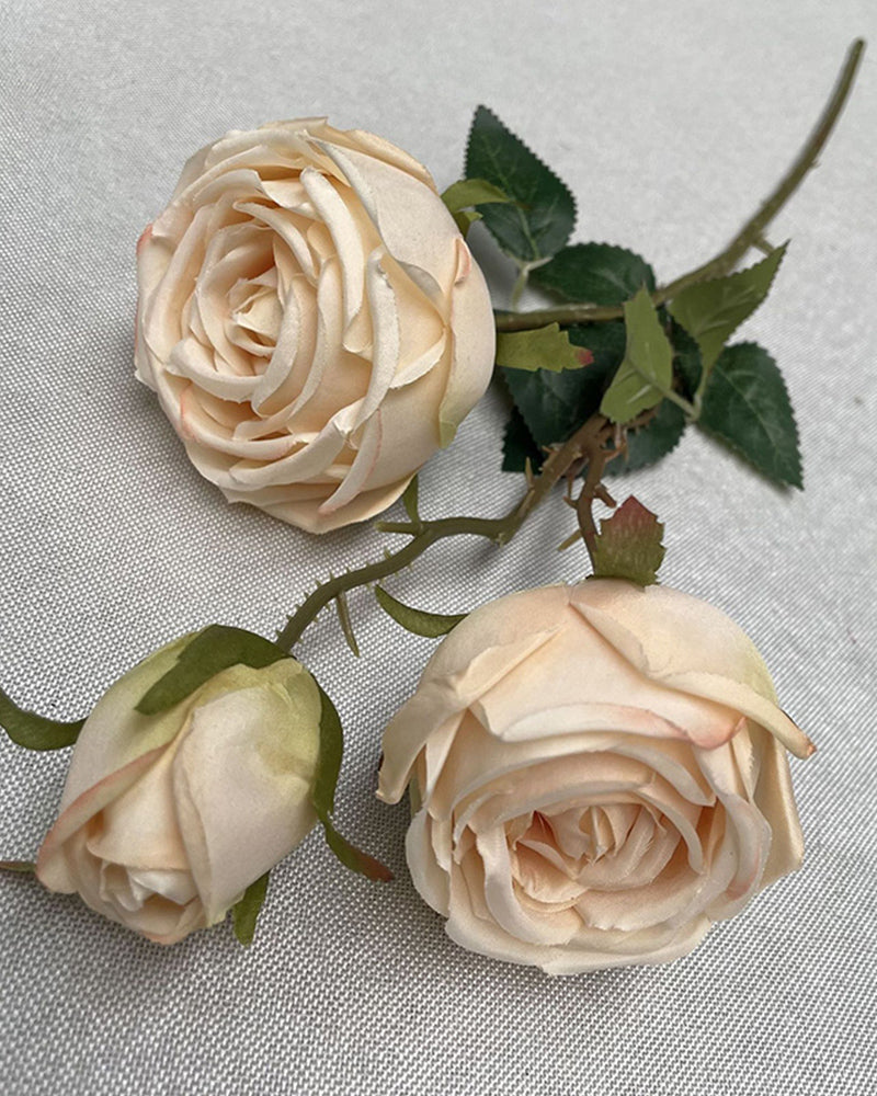 7 Stücke Großhandel Drei Köpfe Royal Rose Künstliche Blume Hochzeitsdekoration