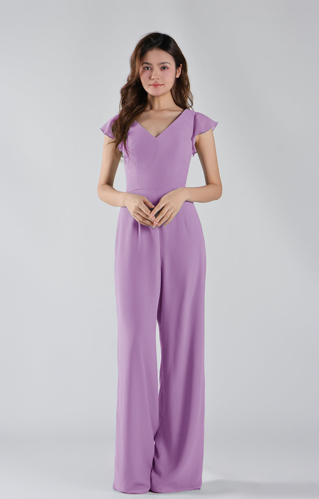 Combinaison en mousseline à manches flottantes et col en V