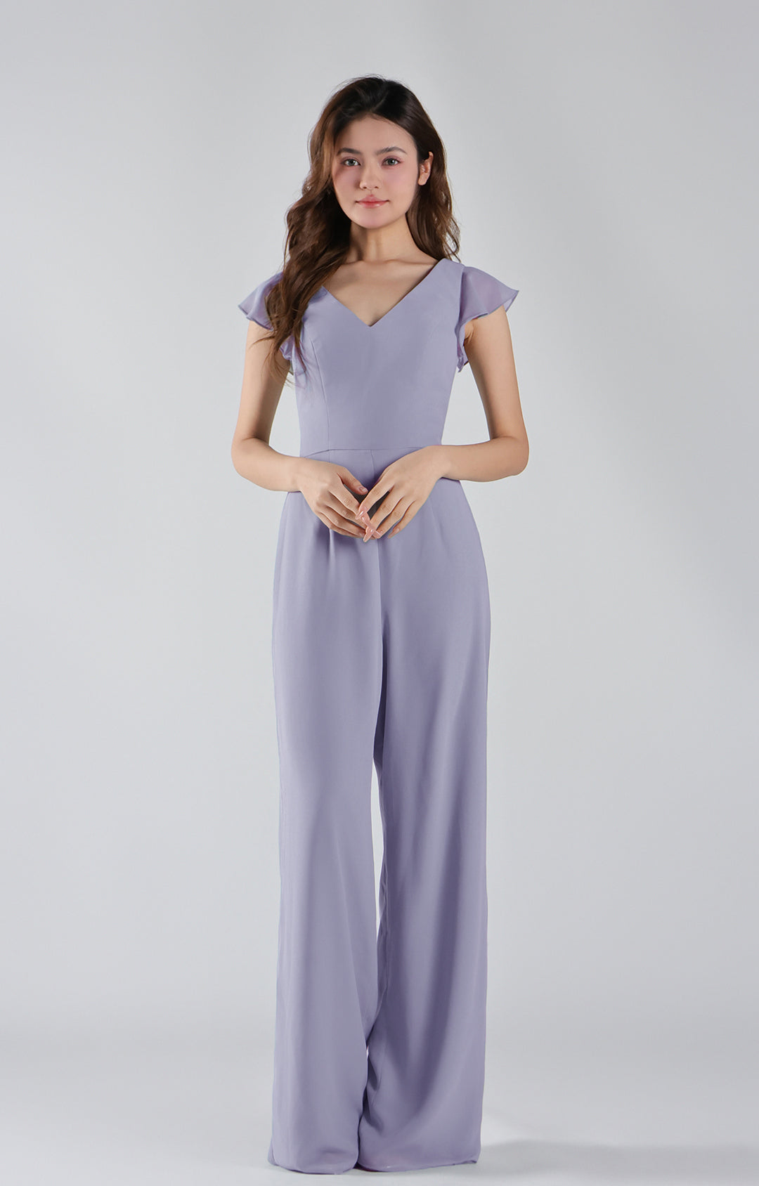 Combinaison en mousseline à manches flottantes et col en V