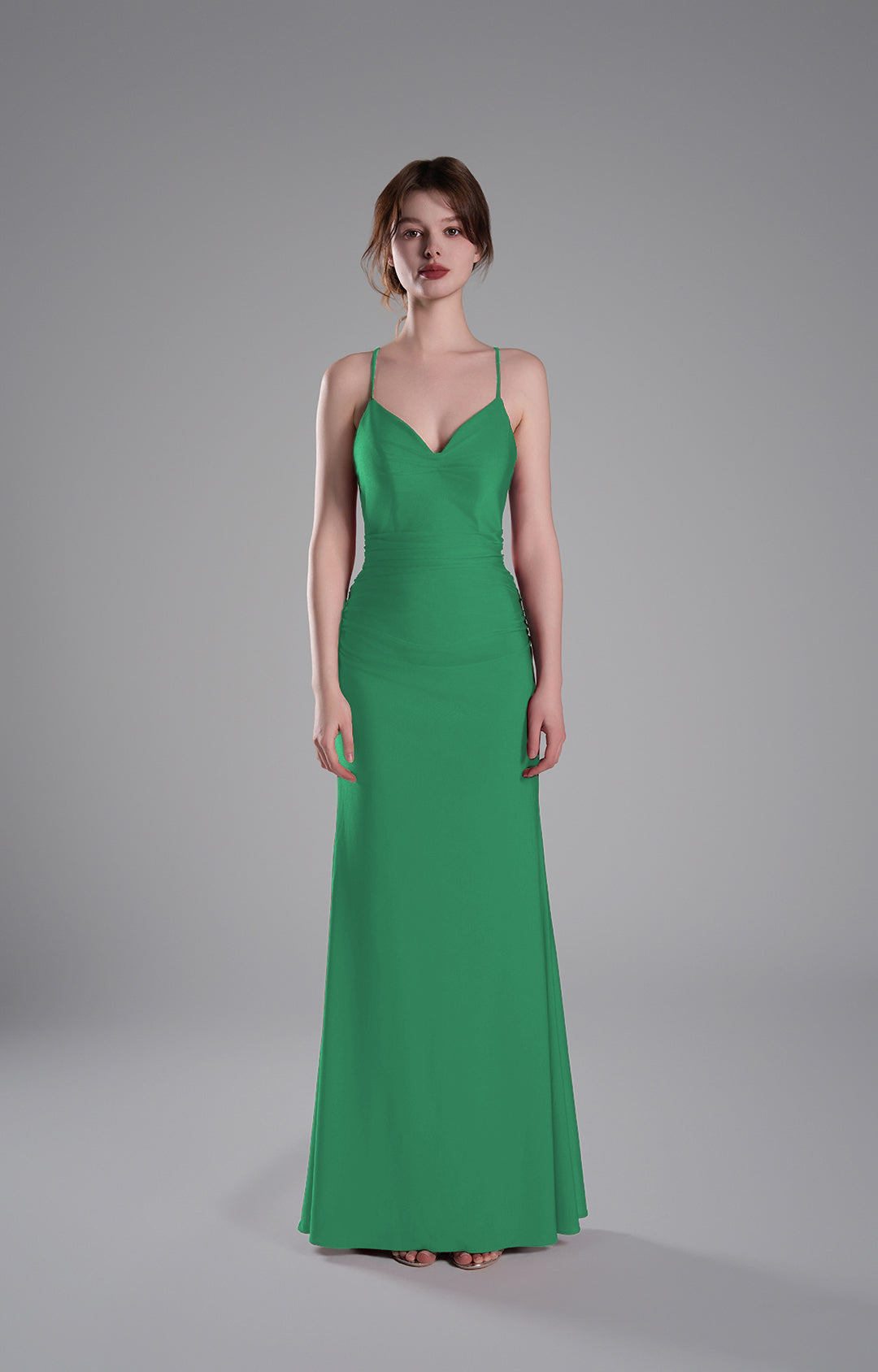 Spaghetti Straps Strappy Back Satin Lace-Up Mermaid Dresses