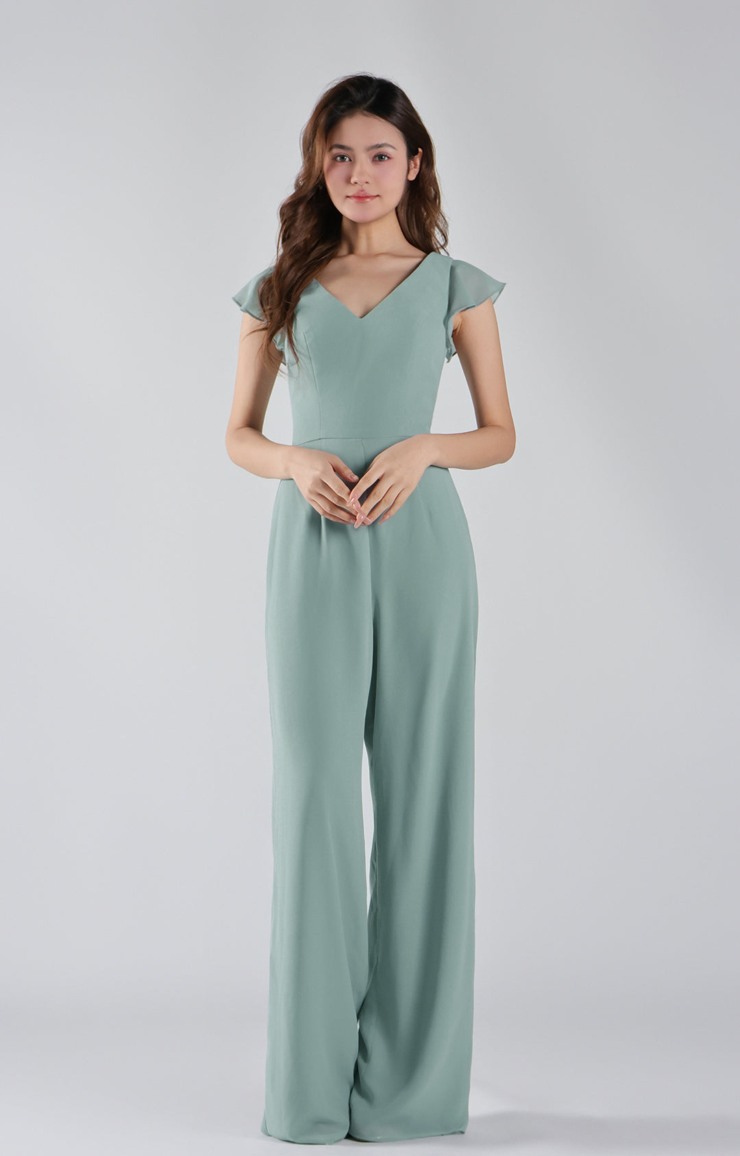 Combinaison en mousseline à manches flottantes et col en V