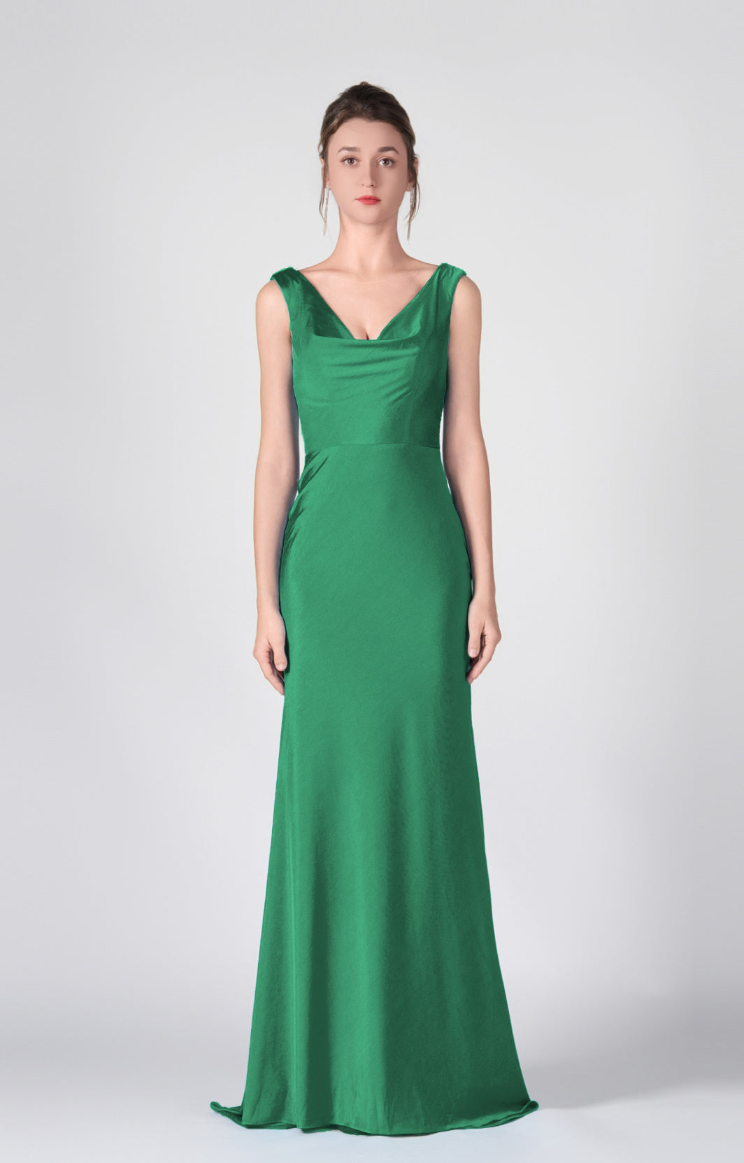 Bodenlange Kleider mit Wasserfallausschnitt und Taillenbund