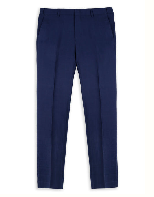 Alizeal Mens Plaid Dress Pants Hidden Expandable Waist Business Trousers Slim Fit, Navy Blue