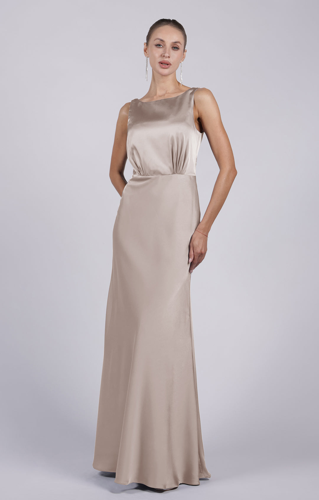 Elegant Sleeveless Square Neckline  Deep V-back Slim Dresses