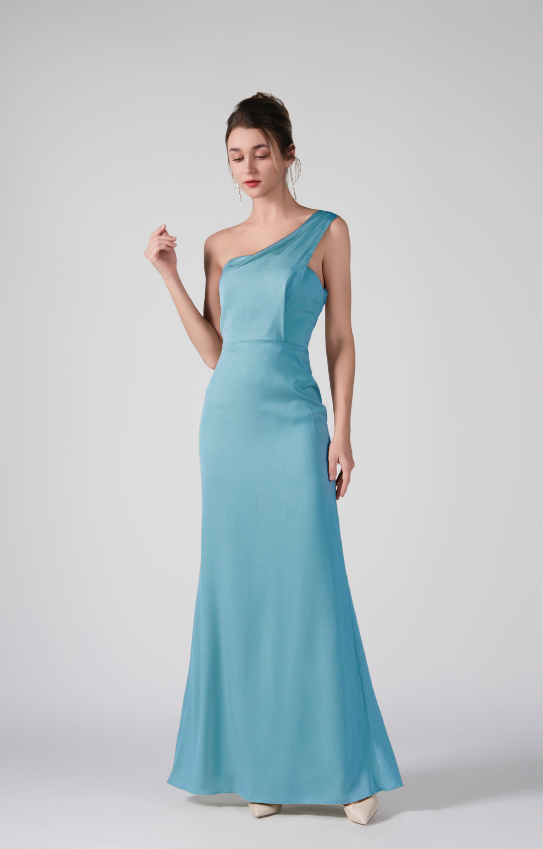 One-Shoulder Back Detail Warp Hip Dresses