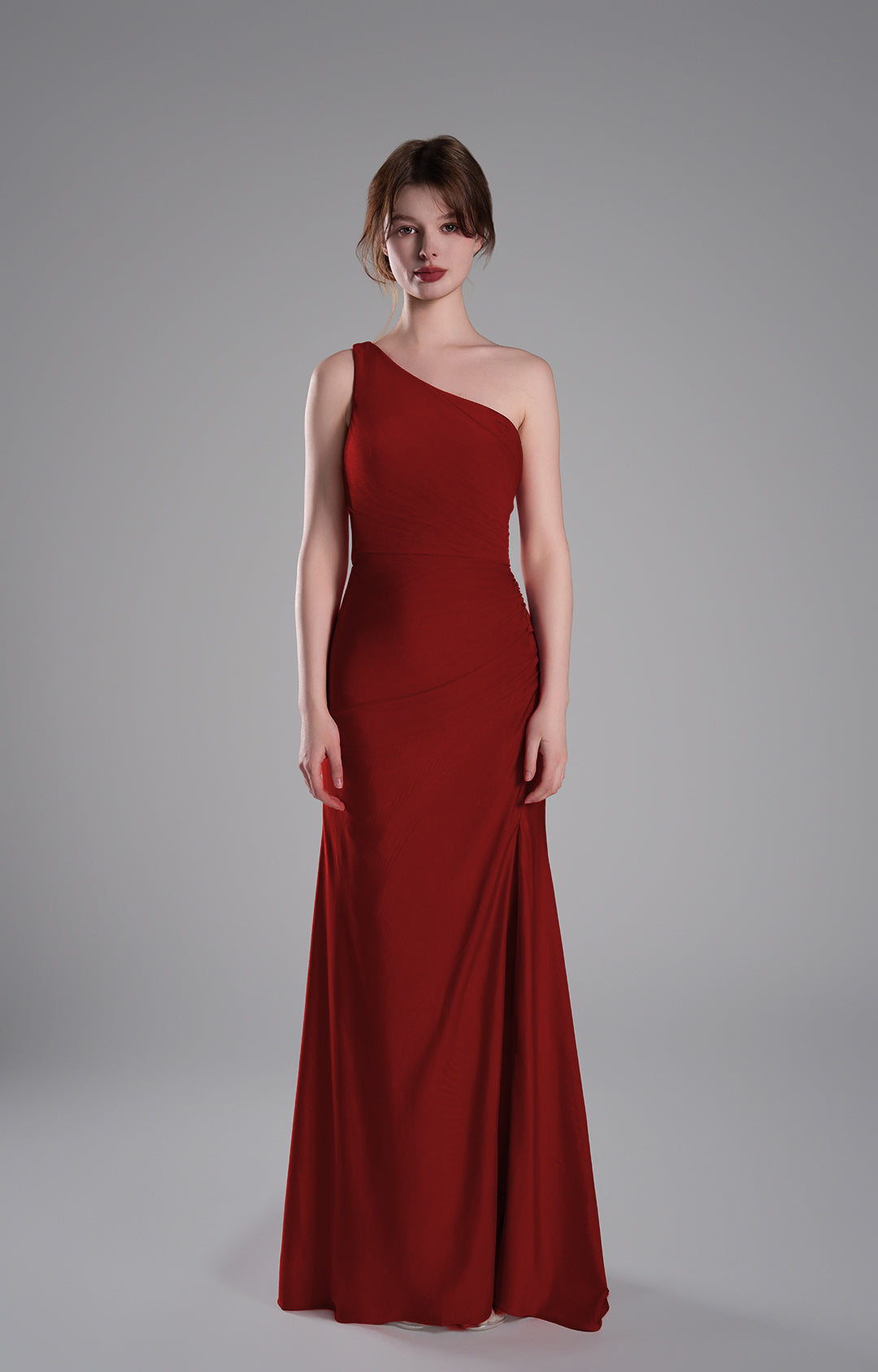 Meerjungfrauenkleider mit einer Schulter und überkreuztem Rücken und seitlichem Schlitz