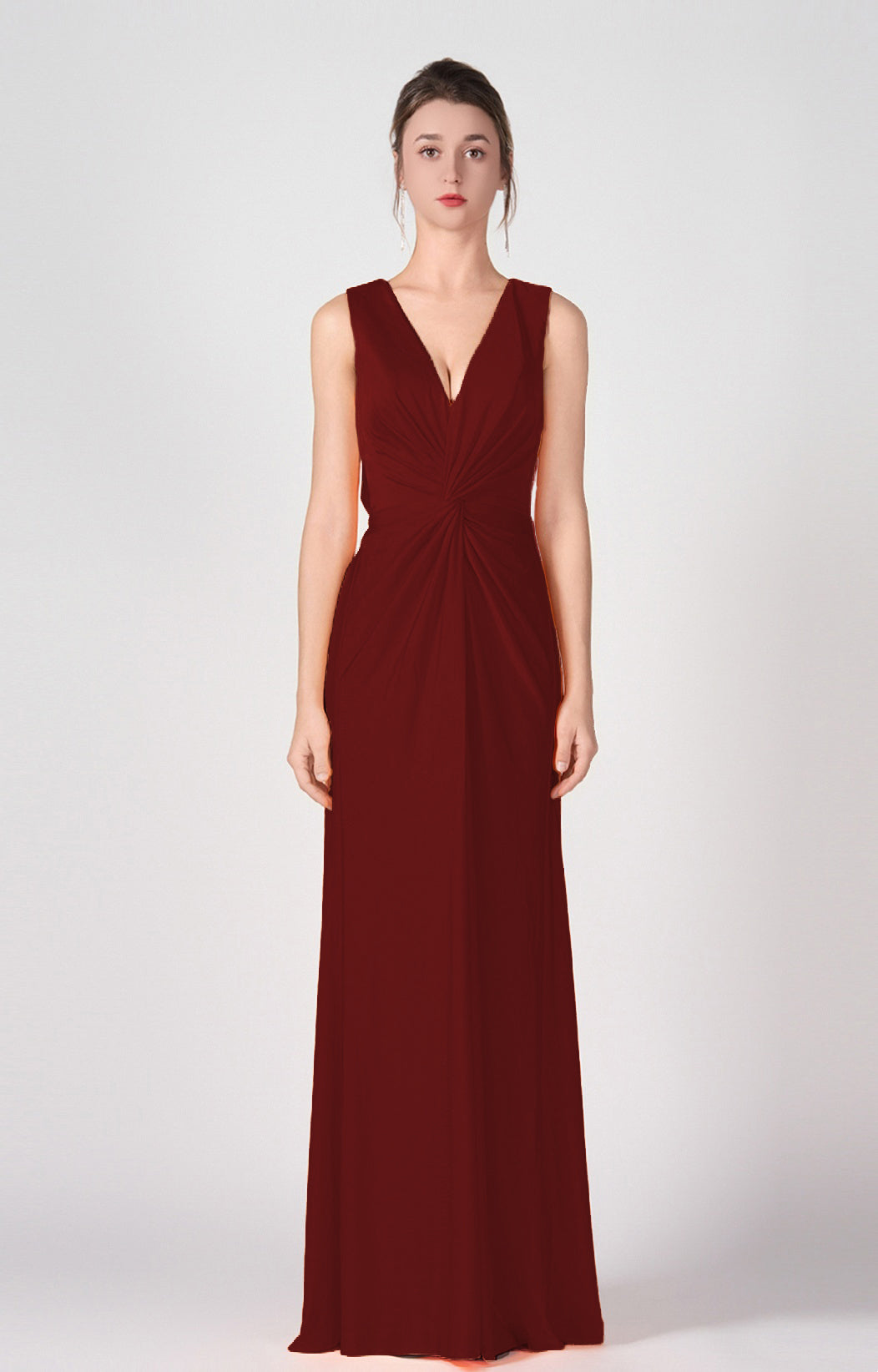 Deep V-Neck Twist-Front A-Line Split Dresses Deep V-Neck Twist-Front A-Line Split Dresses