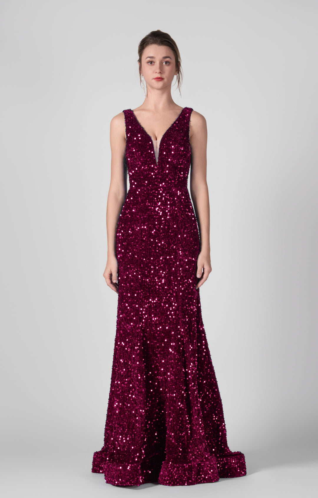 Deep V-Neck Sequin Wrap-Hip Mermaid Dresses