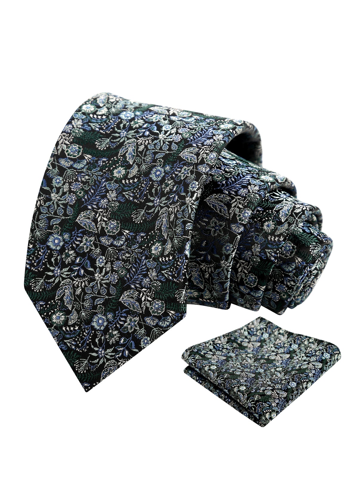 Mens Fresh Ditsy Floral Tie Set with Pocket Square for Spring Events-930