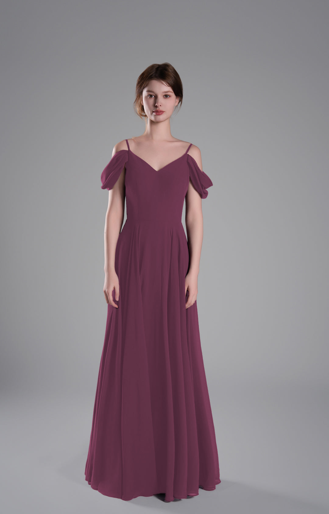 Off-Shoulder Draped Back A-Line Dresses Off-Shoulder Draped Back A-Line Dresses