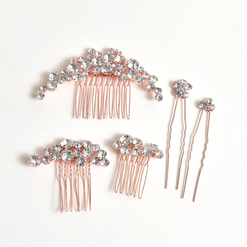 Ensemble de peignes et épingles à cheveux en alliage et strass pour mariage