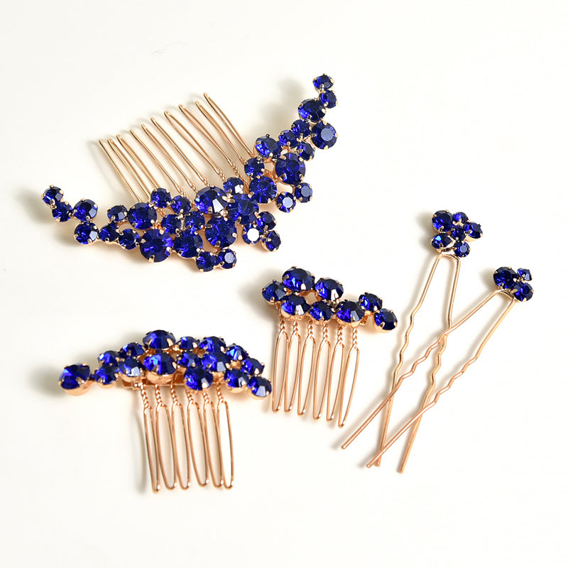 Ensemble de peignes et épingles à cheveux en alliage et strass pour mariage
