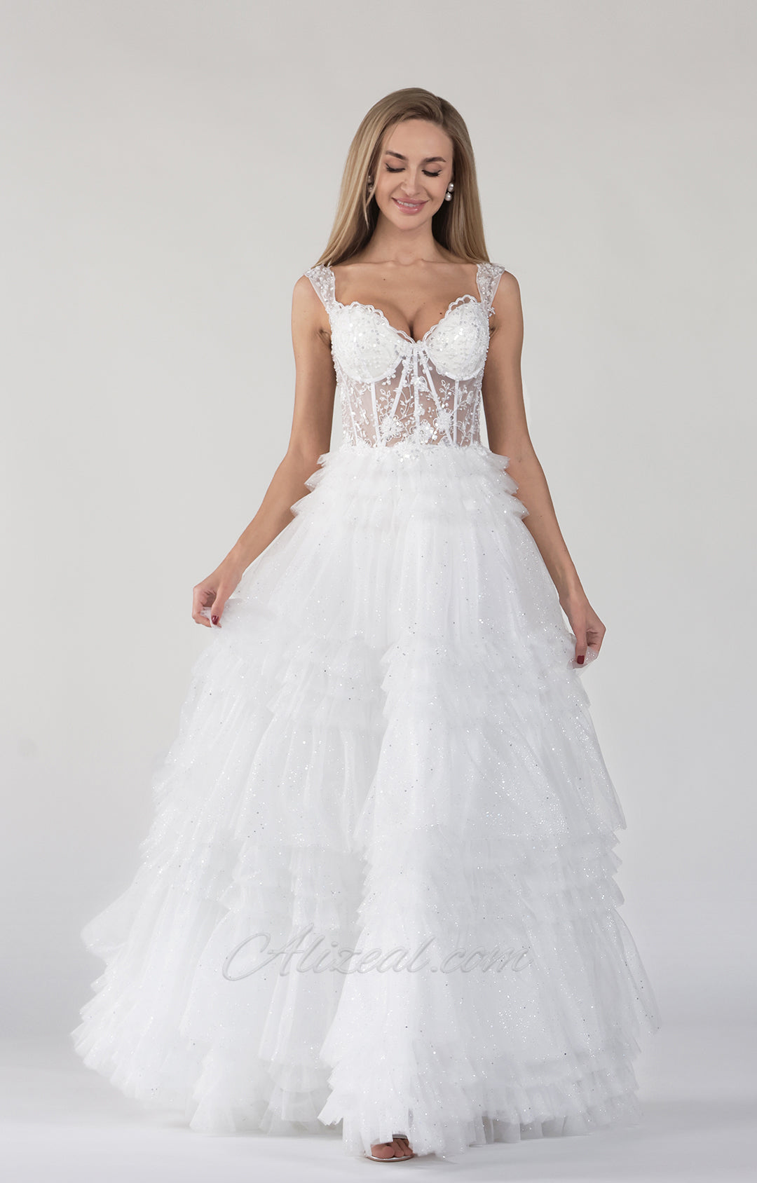 Wide Straps Sweetheart Neck Appliqued Cute A-Line Cake Puffy Dresses