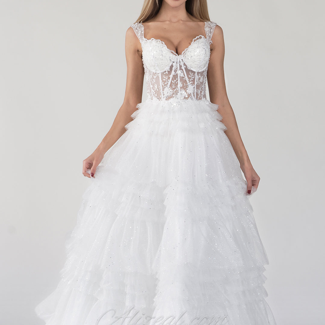 Wide Straps Sweetheart Neck Appliqued Cute A-Line Cake Puffy Dresses – Alizeal Wide Straps Sweetheart Neck Appliqued Cute A-Line Cake Puffy Dresses – Alizeal